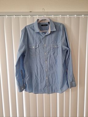 Axist Blue Check Button Front Long Sleeve Shirt